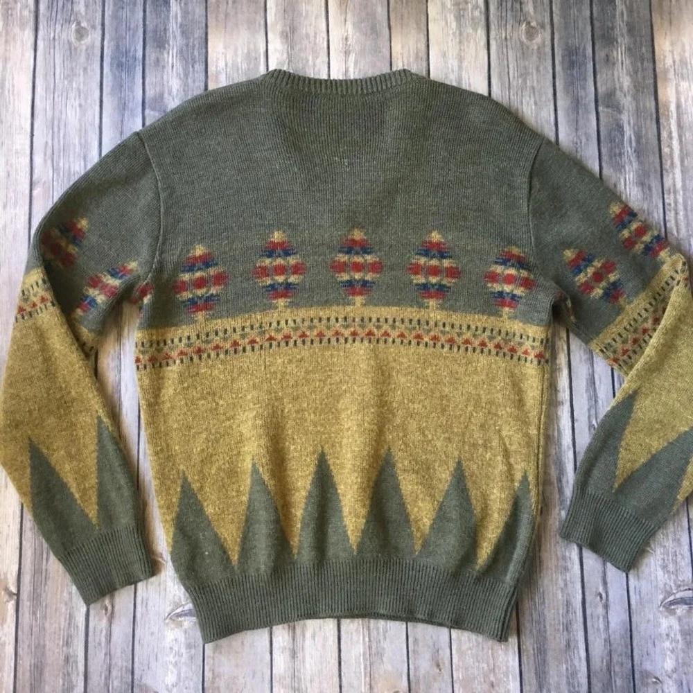 Vtg Alpaca Wool Blend‎ Sweater Men S M Pullover Top V Neck Long Sleeves Grandpa